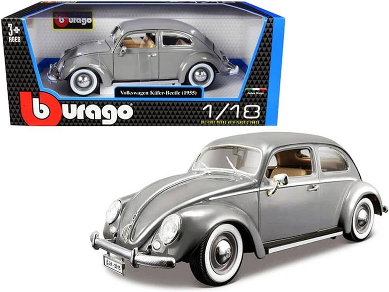 Volkswagen Kafer-Beetle 1955 - Fusca Cinza - 1/18 - Bburago